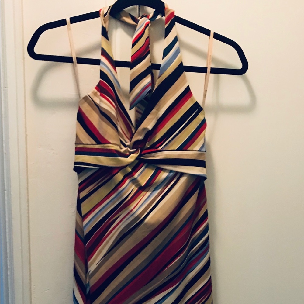 BCBGMaxAzria Multicolor Striped Halter Midi Dress